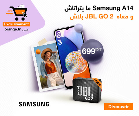 Samsung A14 et JBL GO 2